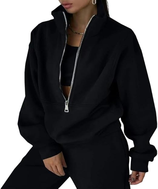 Tracksuit Womens Full Set Lounge Wear Sets 2 Piece Ladies Fleece Tracksuits Comfort Long Sleeve Activewear Zip Coat Tops Trousers Sets Fashion Casual Thermal Tracksuit Autumn Winter